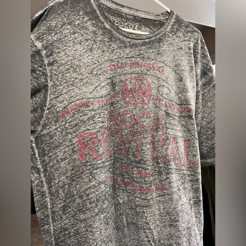 Rock Revival Heathered Gray and Red Tee